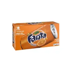 Pudełko 18 puszek Fanty pomarańczowej bez kofeiny.