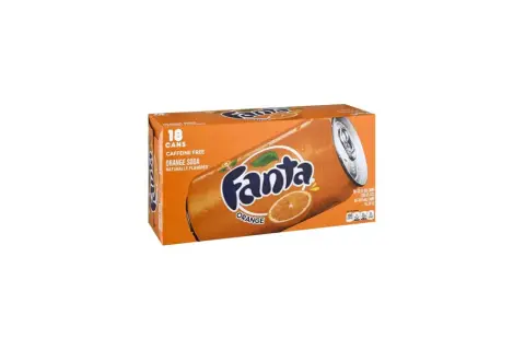Pudełko 18 puszek Fanty pomarańczowej bez kofeiny.