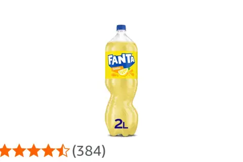 Butelka Fanta Cytrynowa 2L z etykietą i plasterkiem cytryny.