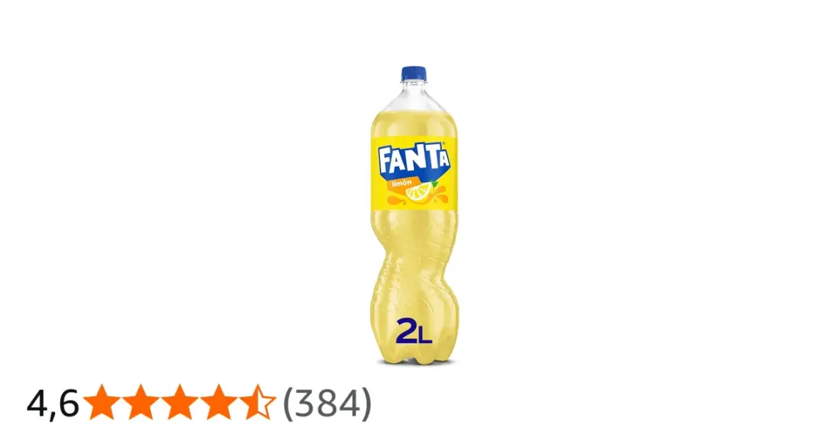 Butelka Fanta Cytrynowa 2L z etykietą i plasterkiem cytryny.