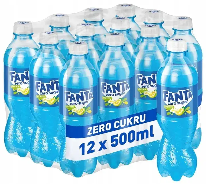 Różne butelki Fanty: Orange, Zero Cukru, Shokata